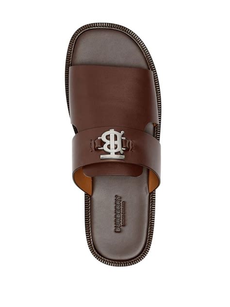 burberry monogram motif leather sandals